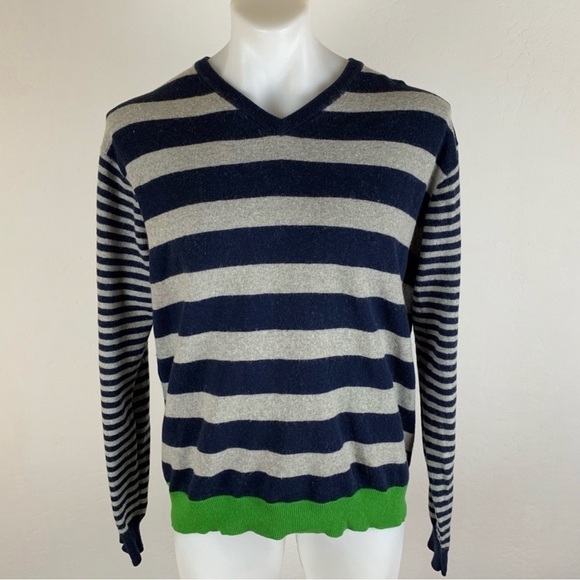 Boden London Gray Green Striped Long Sleeve Wool Blend Sweater Size XL - Picture 1 of 9